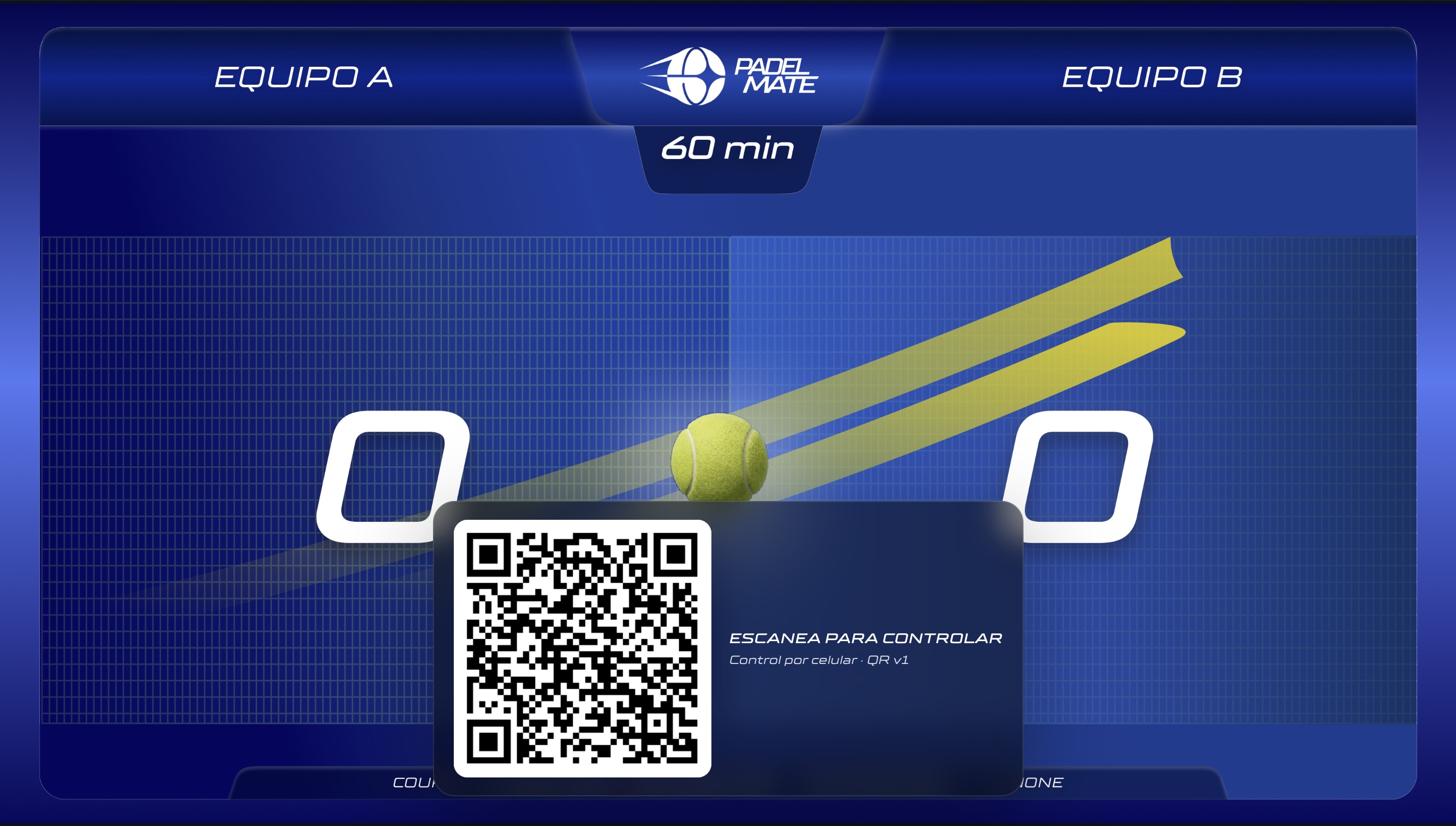 Código QR en pantalla de cancha